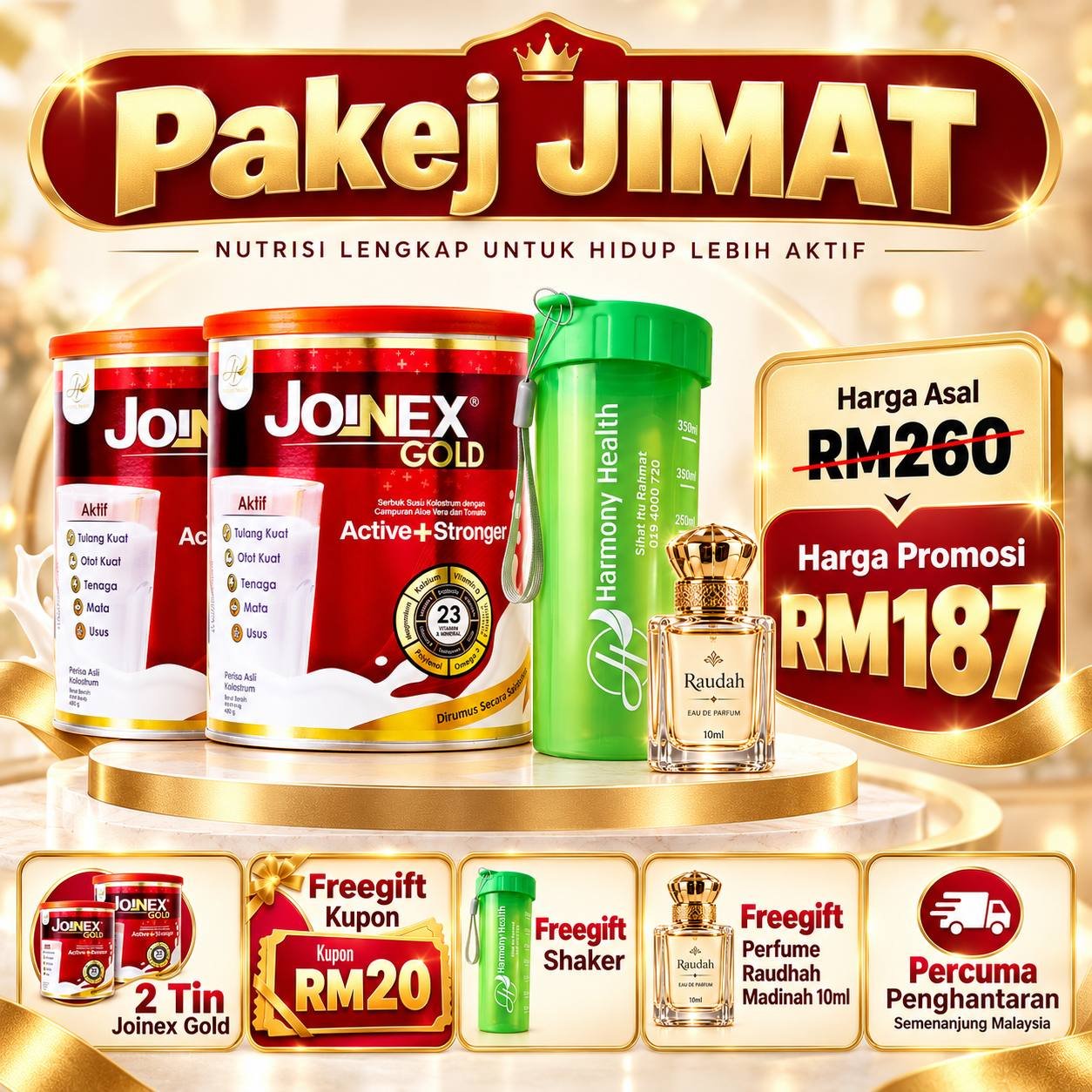 Pakej Jimat dua tin Susu Joinex Gold
